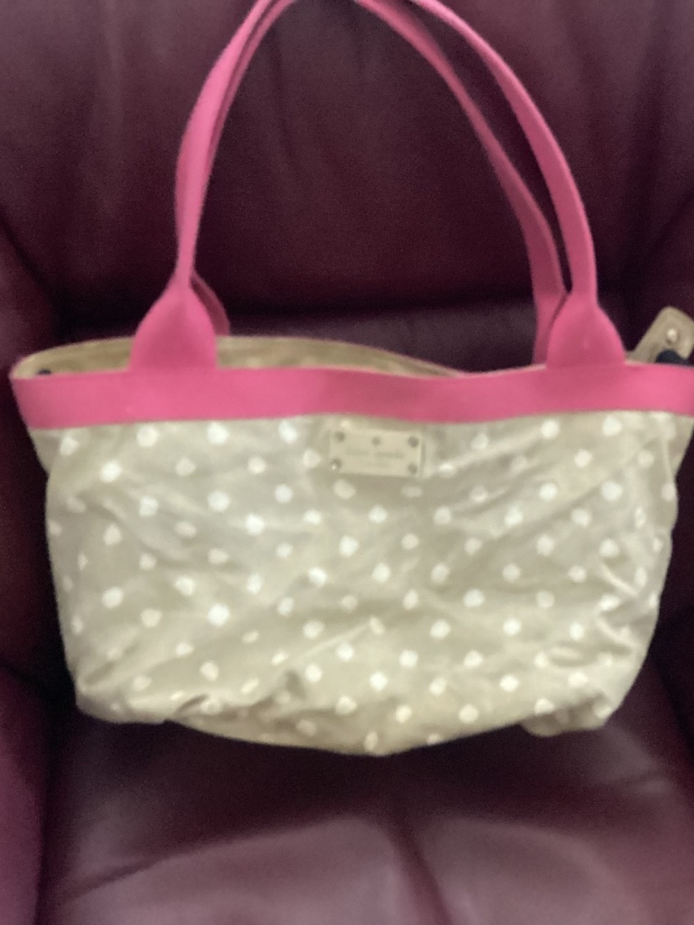 Kate Spade Diaper Bag canvas yellow and pink with pouch